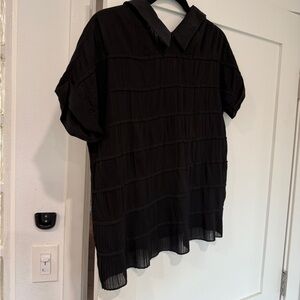 MaxMara Dark Blue Pleated Blouse